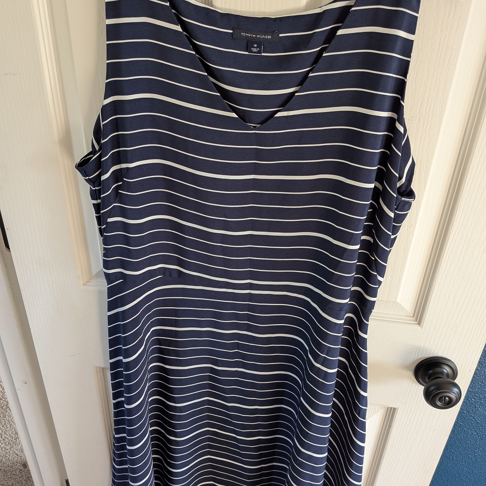 Tommy Hilfiger Navy and White Striped Dress